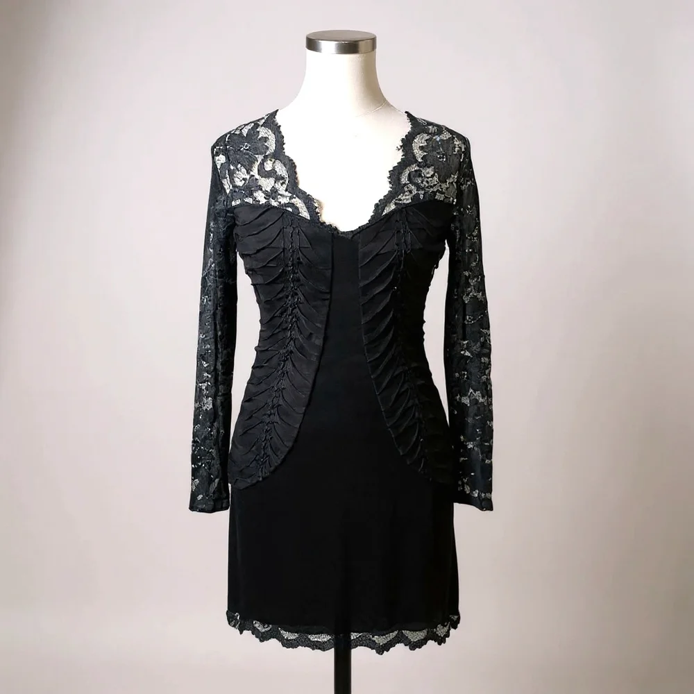 Y2K Arden B. Insane black lace Whimsygoth long sleeve dress - Picture 1 of 6